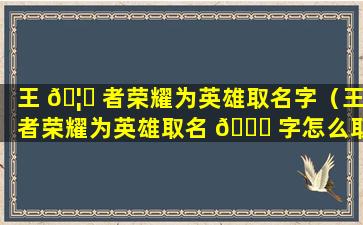 王 🦈 者荣耀为英雄取名字（王者荣耀为英雄取名 🐝 字怎么取）